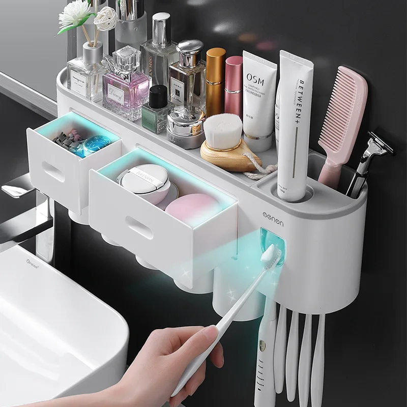 Magnetic Adsorption Inverted Toothbrush Holder Double Automatic Toothpaste Squeezer Dispenser Storage Rack Bathroom Accessories
Magnetic Adsorption Inverted Toothbrush Holder Double Automatic Toothpaste Squeezer Dispenser Storage Rack Bathroom Accessories