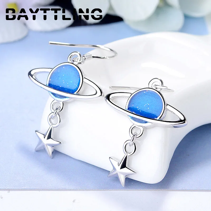BAYTTLING 925 Sterling Silver 40MM Fine Blue Planet Star Drop Earrings For Women Fashion Wedding Jewelry Couple Gift
BAYTTLING 925 Sterling Silver 40MM Fine Blue Planet Star Drop Earrings For Women Fashion Wedding Jewelry Couple Gift