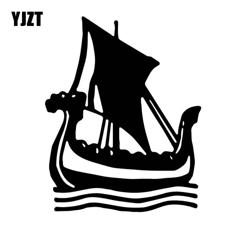 

YJZT 12CM*15CM Delicate Boat Ship Sail With Water Wave Shadow Vinly Decal Cute Decor Car Sticker Black/Silver C27-0782