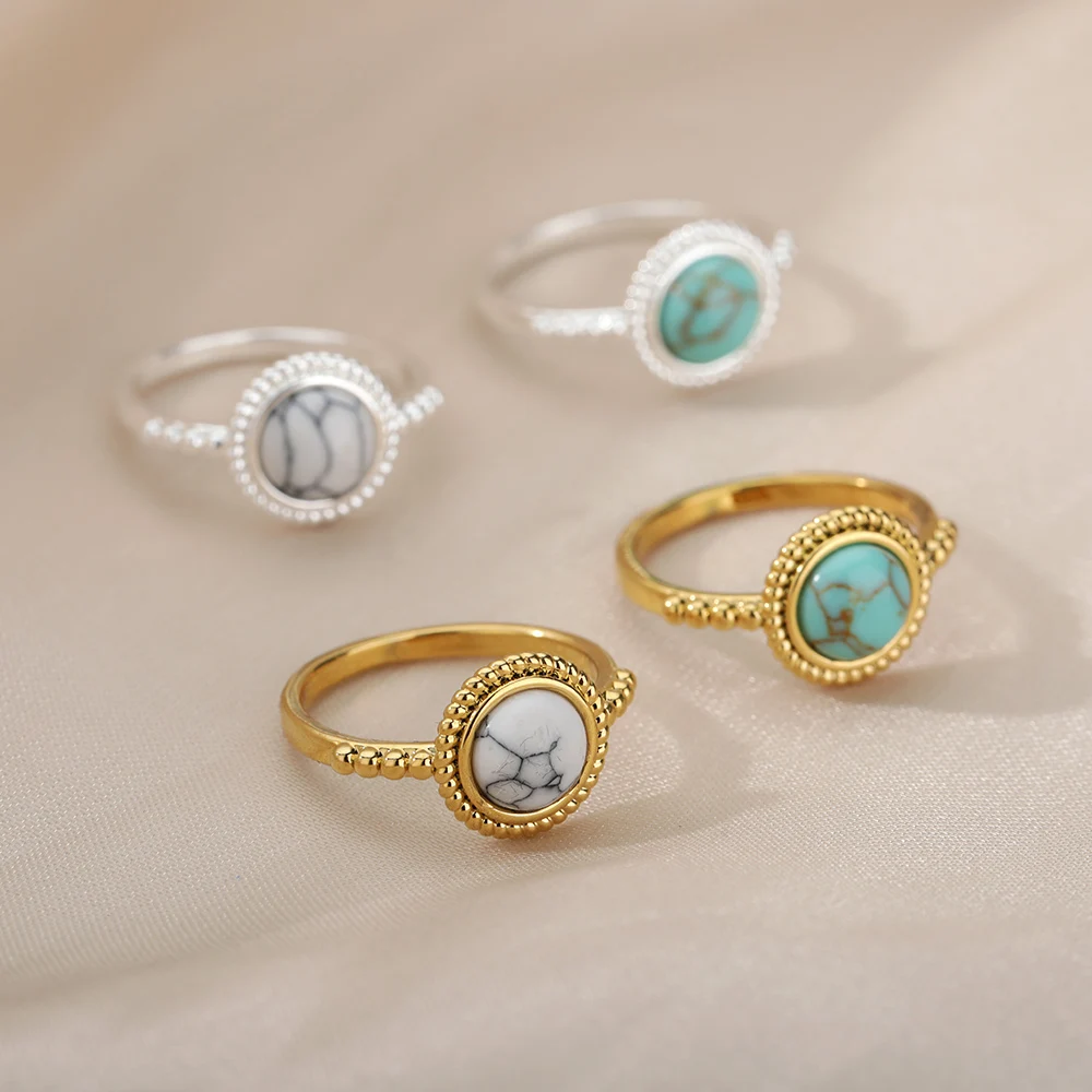 Round Green Turquoise Ring Vintage Natural Stone Engagement Wedding Ring Party Finger Rings Vintage Jewelry Gift Bague
Round Green Turquoise Ring Vintage Natural Stone Engagement Wedding Ring Party Finger Rings Vintage Jewelry Gift Bague