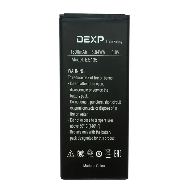 1 шт. Новый 3 8 В 1800 мАч для батареи телефона DEXP Ixion ES135|Аккумуляторы мобильных