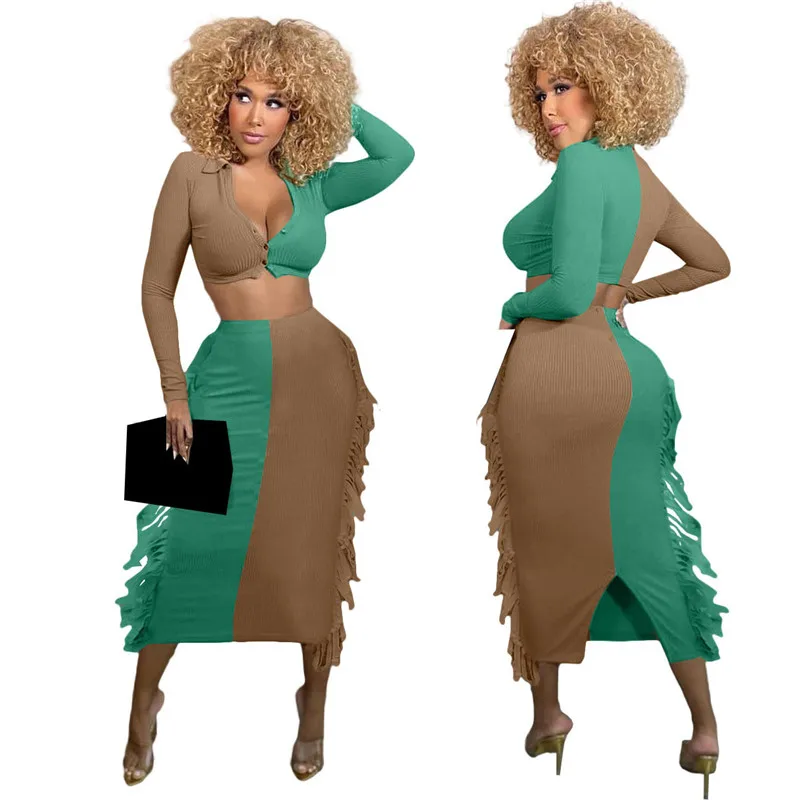 WUHE Knitted Patchwork Two Piece Set Long Sleeve Crop Top Bodycon Skirts Women Sexy Club Matching Outfits
WUHE Knitted Patchwork Two Piece Set Long Sleeve Crop Top Bodycon Skirts Women Sexy Club Matching Outfits