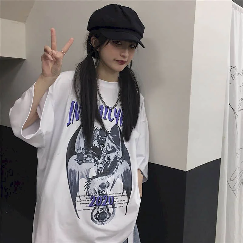 Punk tshirts summer Korean retro printing white tops all-match loose short-sleeved t-shirts student bottoming shirts men women
Punk tshirts summer Korean retro printing white tops all-match loose short-sleeved t-shirts student bottoming shirts men women