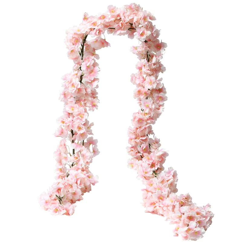 

2PCS 144 1.8M Artificial Cherry Blossom Garland Fake Silk Flower Hanging Vine Sakura for Party Wedding Arch Home Decor