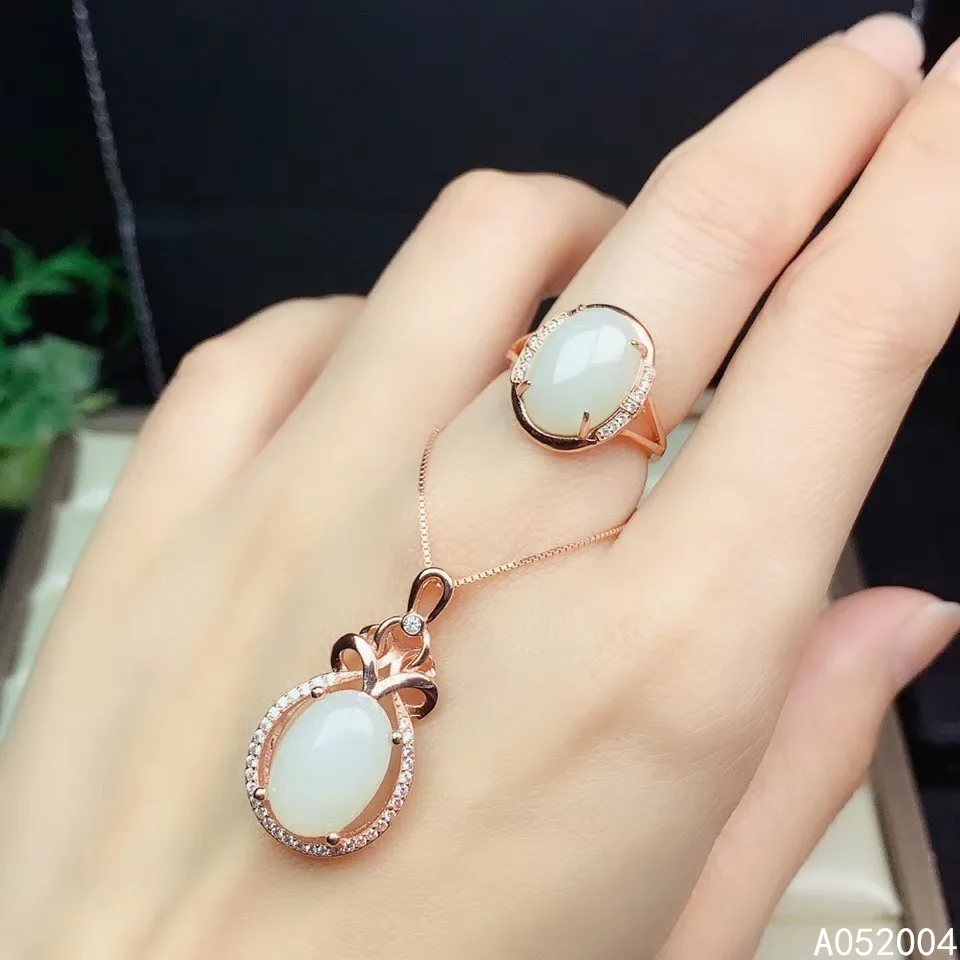 KJJEAXCMY Fine Jewelry 925 sterling silver inlaid natural white jade female ring pendant set trendy Support detection
KJJEAXCMY Fine Jewelry 925 sterling silver inlaid natural white jade female ring pendant set trendy Support detection