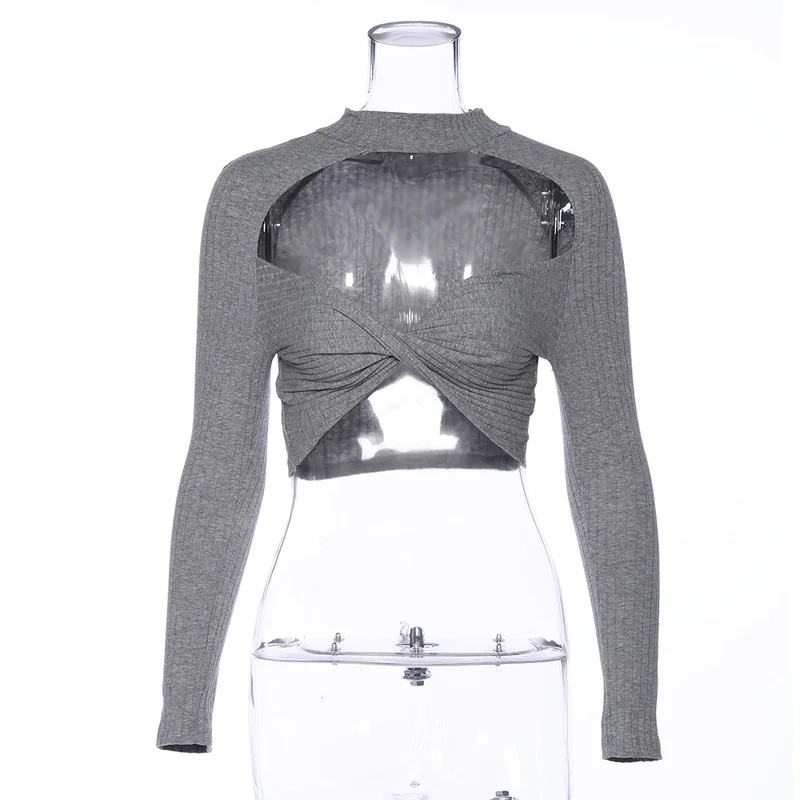 Women's Sexy Hollowing Out Crop Top Female Slim Fit Clothes Midriff-baring Basic Tee Long Sleeve Solid Color Ribbed Knitted Tops
Women's Sexy Hollowing Out Crop Top Female Slim Fit Clothes Midriff-baring Basic Tee Long Sleeve Solid Color Ribbed Knitted Tops