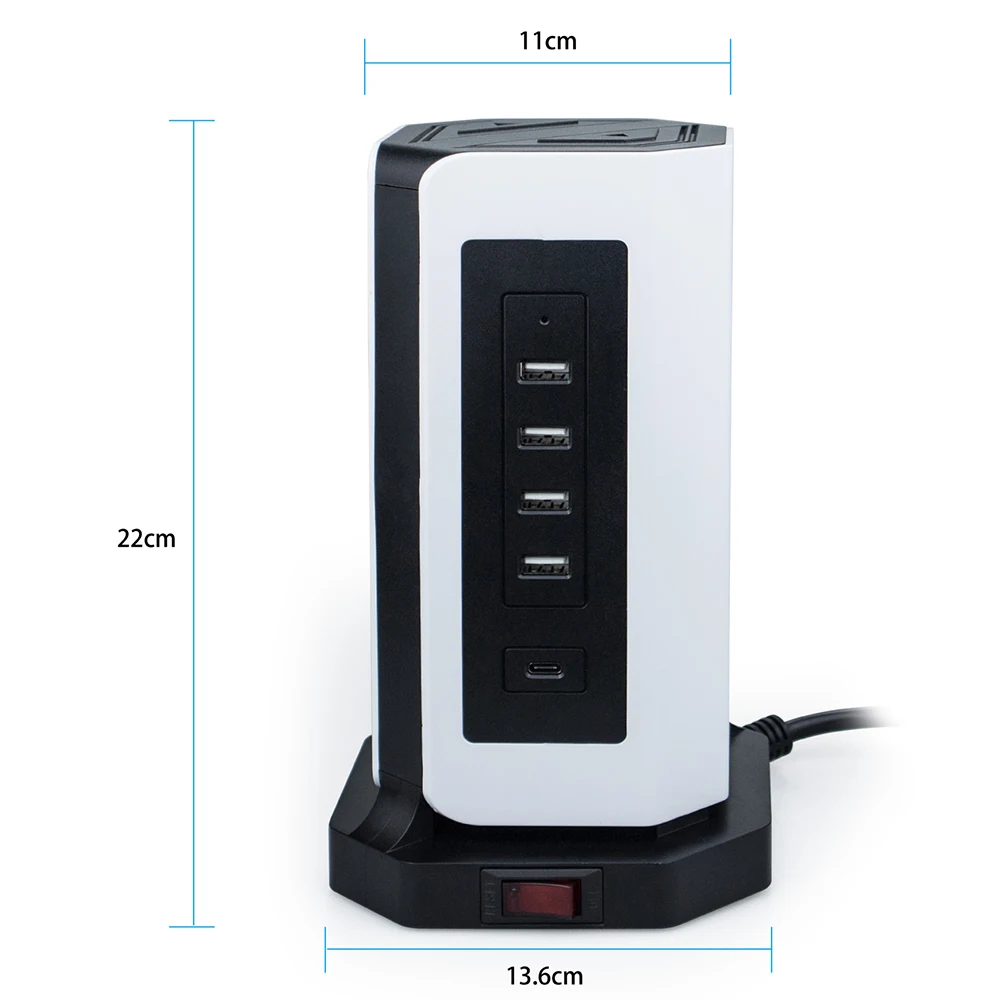 Multiple Vertical Power Strip EU Electrical Plug Outlet 9 Way Socket Tower USB-C Ports 2m Cable Surge Short Circuit Protection
Multiple Vertical Power Strip EU Electrical Plug Outlet 9 Way Socket Tower USB-C Ports 2m Cable Surge Short Circuit Protection