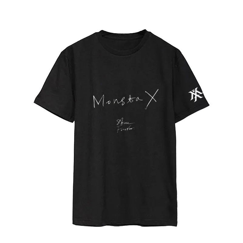 Kpop MONSTA X SHINE FOREVER рубашки с альбомом Женская Повседневная хлопковая футболка