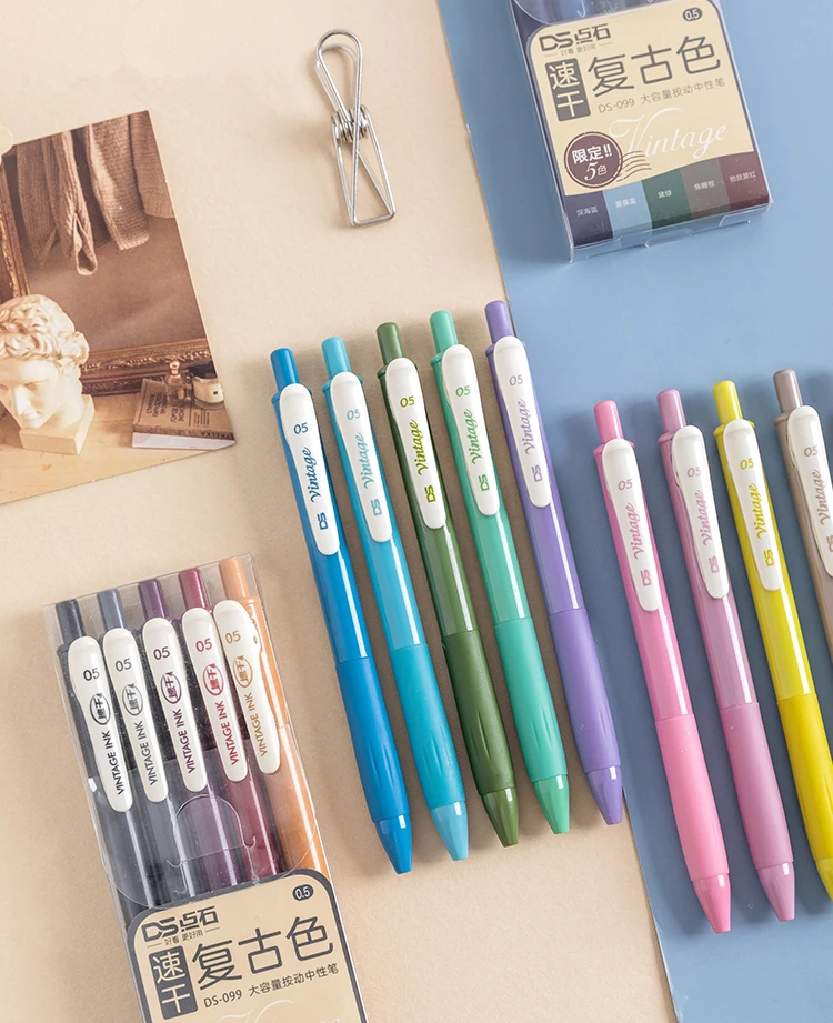 Выдвижная цветная гелевая ручка 5 шт./компл., Быстросохнущие чернила 0,5 мм, ретро ручка для планировщика, рисования, школы, офиса, корейские ка... 
Выдвижная цветная гелевая ручка 5 шт./компл., Быстросохнущие чернила 0,5 мм, ретро ручка для планировщика, рисования, школы, офиса, корейские ка...