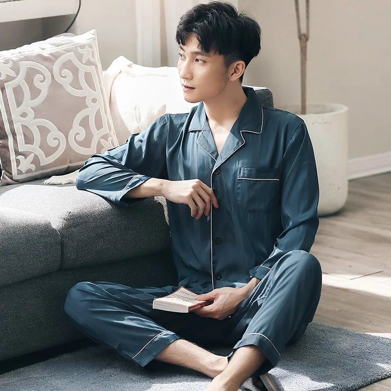 Summer Striped Pajamas For Men Long Sleeve Man Sleepwear Satin Silk Pyjamas Nightwear Imitation Silk Homewear PJ Pijamas Hombres
Summer Striped Pajamas For Men Long Sleeve Man Sleepwear Satin Silk Pyjamas Nightwear Imitation Silk Homewear PJ Pijamas Hombres
