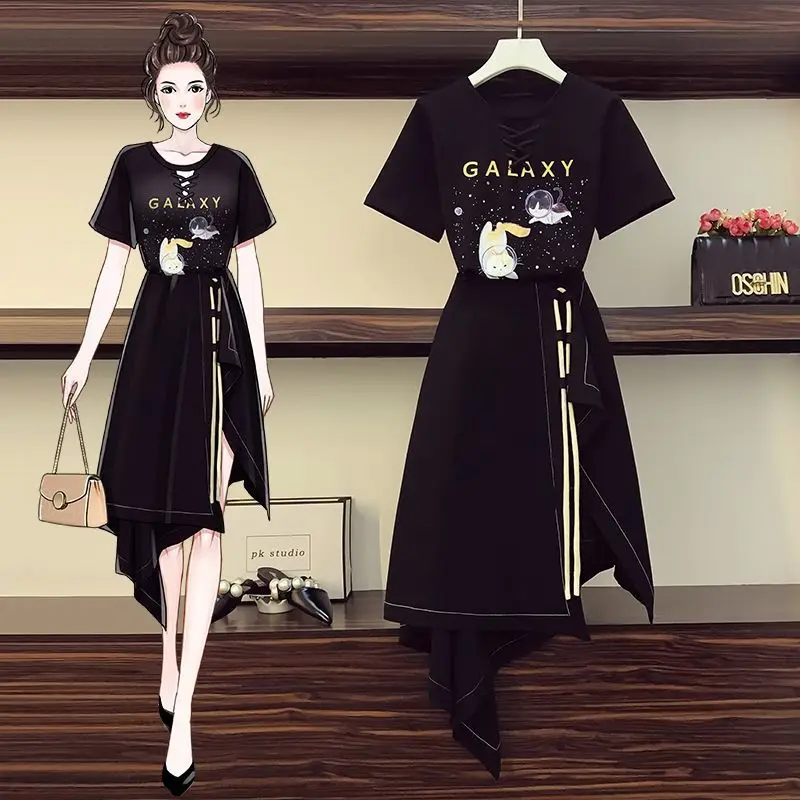 Large Size Dress Two Piece Star Cat Women's Wear 2021 Summer New Foreign Style Meat Covering Fat Sister Mm Slim Smart Y2k Rushed
Large Size Dress Two Piece Star Cat Women's Wear 2021 Summer New Foreign Style Meat Covering Fat Sister Mm Slim Smart Y2k Rushed