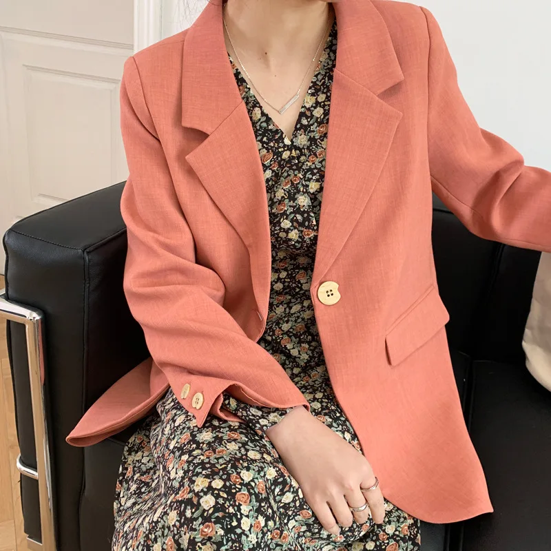 Spring Autumn Women's Long-sleeved Small Blazer Solid Color Loose Business Jacket Casual Slim Jacket Office Ladies Suits Coat 
Spring Autumn Women's Long-sleeved Small Blazer Solid Color Loose Business Jacket Casual Slim Jacket Office Ladies Suits Coat