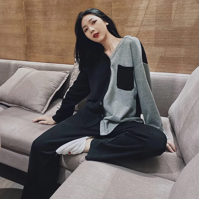 Sping Autumn Pajama Sets For Women Long Sleeved Tops+ Pants Female Sleepwear Cardigan Nightwear For Women
Sping Autumn Pajama Sets For Women Long Sleeved Tops+ Pants Female Sleepwear Cardigan Nightwear For Women