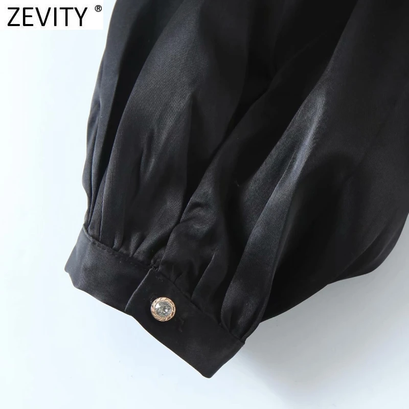 Женская короткая блузка с круглым вырезом Zevity LS7669 черная однотонная