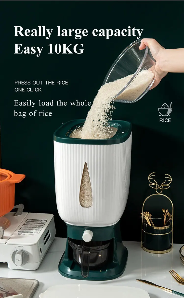 10KG Kitchen Storage Box Rice Cylinder with Flour Sealed Barrel Moisture Proof Sealed Rice Bucket Dispenser with Measuring Cup
10KG Kitchen Storage Box Rice Cylinder with Flour Sealed Barrel Moisture Proof Sealed Rice Bucket Dispenser with Measuring Cup