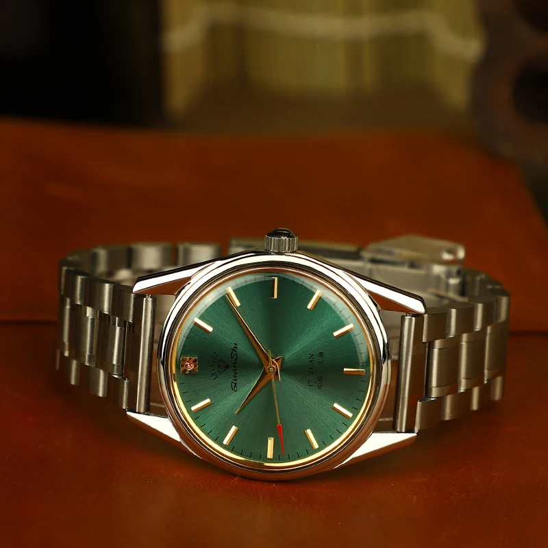 Модные роскошные механические часы Shanghai с зеленым циферблатом