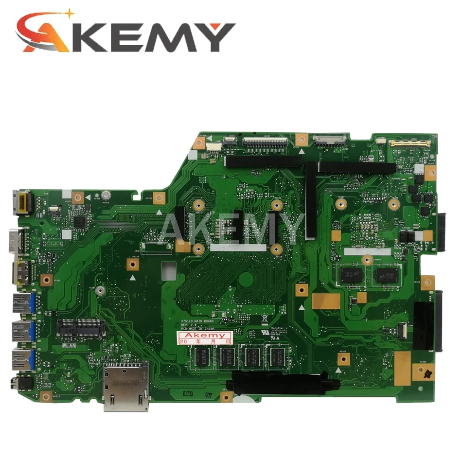 Akemy X751LJ Mainboard REV 2.3 For ASUS R752LA R752LD X751LN X751LD X751LJ A751L Laptop motherboard I7-5500U 4GB RAM GT920M
Akemy X751LJ Mainboard REV 2.3 For ASUS R752LA R752LD X751LN X751LD X751LJ A751L Laptop motherboard I7-5500U 4GB RAM GT920M
