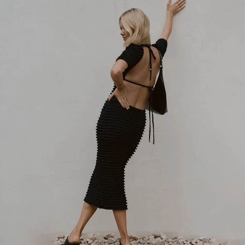 Summer Sexy Long Dress Women Short Sleeve Bodycon Fashion Backless Pleated Streetwear Elegant Casual Party Club Lady Dresses2021
Summer Sexy Long Dress Women Short Sleeve Bodycon Fashion Backless Pleated Streetwear Elegant Casual Party Club Lady Dresses2021