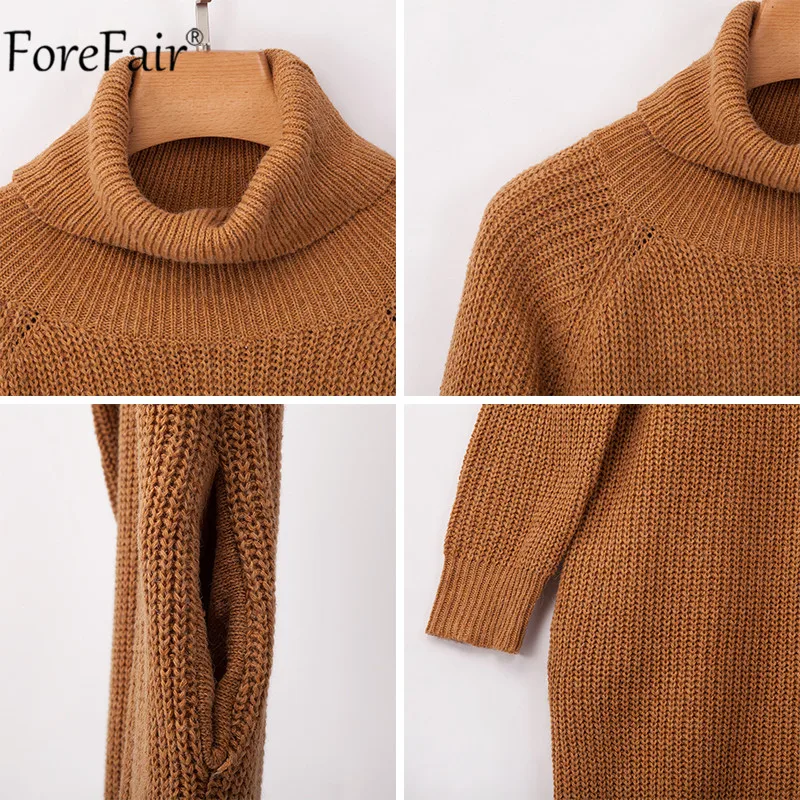 Forefair Loose Turtleneck Sweater Dress Autumn Winter Pocket Women Casual Midi Long Sleeve Knitted Black Warm Dresses
Forefair Loose Turtleneck Sweater Dress Autumn Winter Pocket Women Casual Midi Long Sleeve Knitted Black Warm Dresses