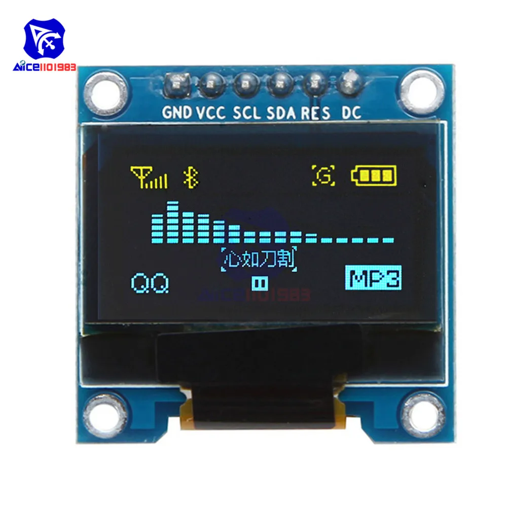 Diymore 0 96 "128*64 OLED ЖК дисплей модуль SSD1306 желтый синий/белый/синий SPI I2C для Arduino 51 SMT32