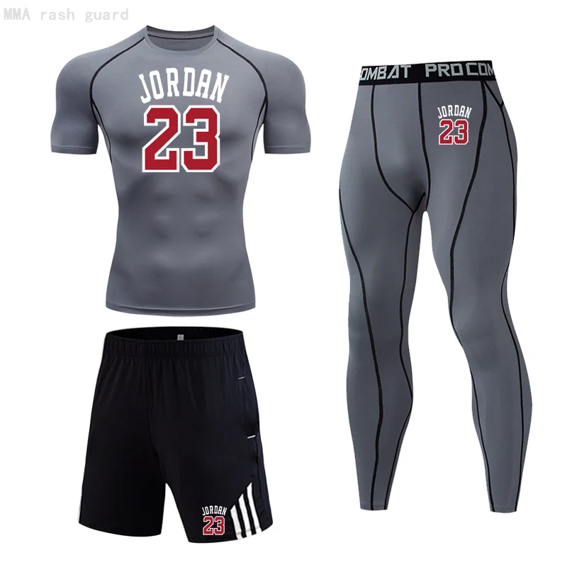 Summer Tracksuit for Men Short Sleeve Basketball Compression Shirt Running Leggings Quick Dry Workout Clothing 3-pc /set Male
Summer Tracksuit for Men Short Sleeve Basketball Compression Shirt Running Leggings Quick Dry Workout Clothing 3-pc /set Male