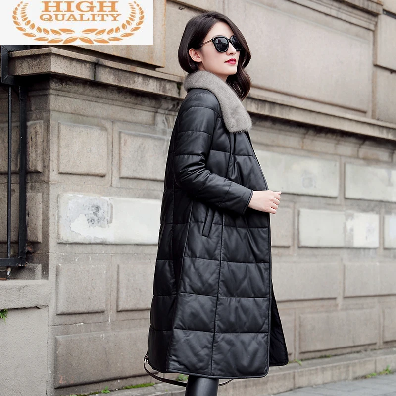 Genuine Leather Jacket Women Autumn Winter Sheepskin Coat Female White Duck Down Jackets Mink Fur Collar Abrigo Mujer
Genuine Leather Jacket Women Autumn Winter Sheepskin Coat Female White Duck Down Jackets Mink Fur Collar Abrigo Mujer