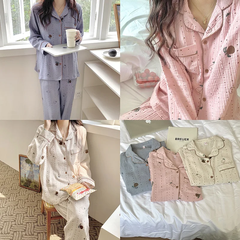 Cartoon Print Autumn Sleepwear Women Loose Cotton Long Sleeve Vintage Pajamas Leisurewear Suit Loose Casual Home Clothes
Cartoon Print Autumn Sleepwear Women Loose Cotton Long Sleeve Vintage Pajamas Leisurewear Suit Loose Casual Home Clothes