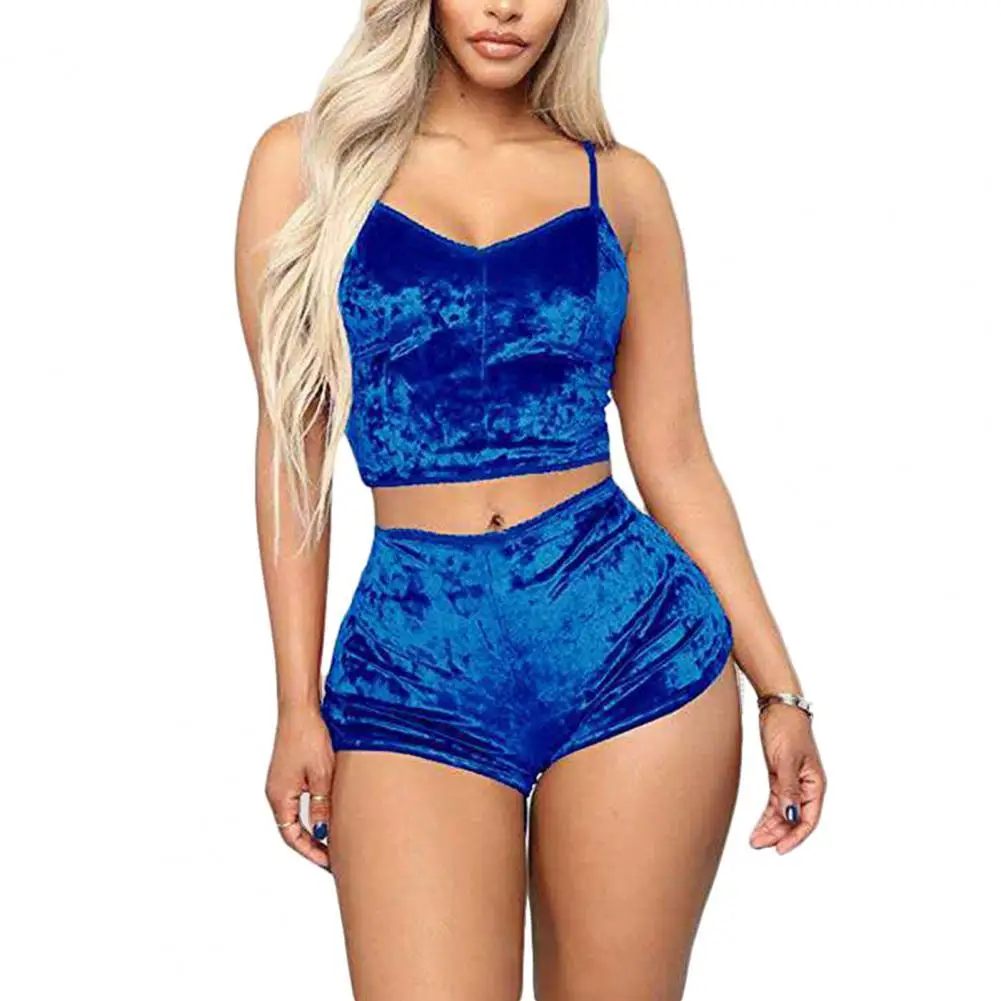 Sexy Women Sleepwear Set 2 Piece Spaghetti Strap Strapless Solid Color Backless Pajama Valentines Day Summer Pajama Set 
Sexy Women Sleepwear Set 2 Piece Spaghetti Strap Strapless Solid Color Backless Pajama Valentines Day Summer Pajama Set