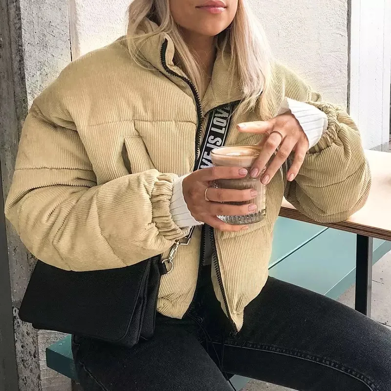 Streetwear Corduroy Short Winter Jacket Women Fashion Stand-up Collar Long-sleeved Zippered Bread Jacket Lugentolo
Streetwear Corduroy Short Winter Jacket Women Fashion Stand-up Collar Long-sleeved Zippered Bread Jacket Lugentolo