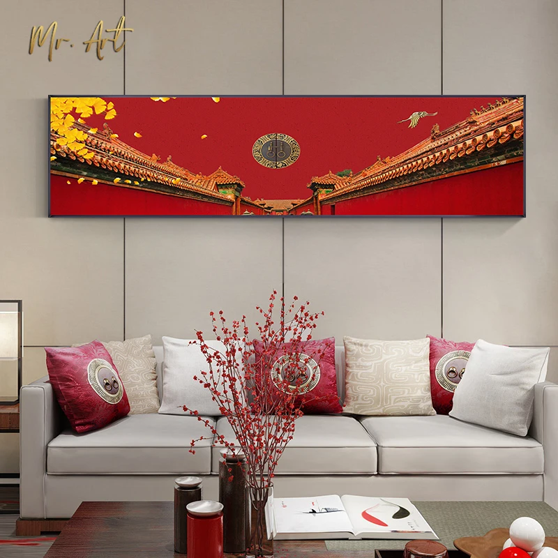 Традиционный китайский дворец прикроватная картина Постер и печать настенные