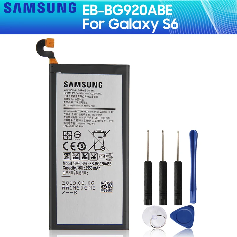 Оригинальная Аккумуляторная батарея для SAMSUNG GALAXY S6 G9200 G9208 G920I G920 G920V T F A 2550 мАч|samsung