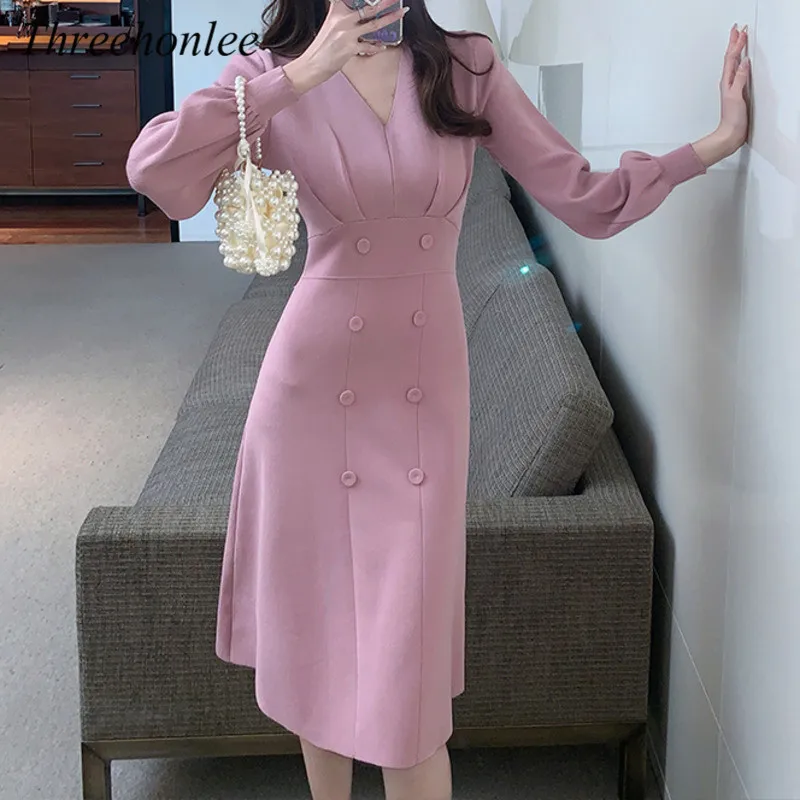 Korean Style Knitting Dress For Women 2021 Autumn Elegant Chic V-neck Long Sleeve Silm Midi Dresses Lady Office Casual Vestidos
Korean Style Knitting Dress For Women 2021 Autumn Elegant Chic V-neck Long Sleeve Silm Midi Dresses Lady Office Casual Vestidos