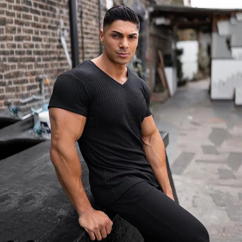 Breathable T-shirts Men S Clothes Soft Running V Neck Short Sleeve T Shirt Men Fitness Slim Fit Sport Strips T-shirt
Breathable T-shirts Men S Clothes Soft Running V Neck Short Sleeve T Shirt Men Fitness Slim Fit Sport Strips T-shirt