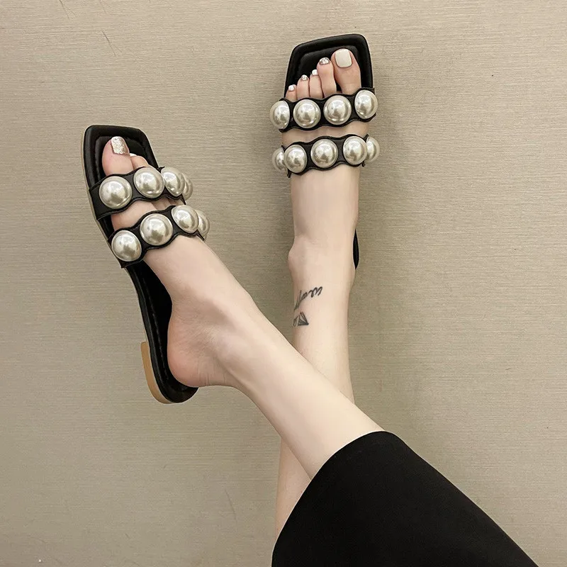 Flat Shoes Female Square Toe Slippers Women Summer Pantofle Luxury Slides String Bead 2021 Designer PU Basic Fashion Rome
Flat Shoes Female Square Toe Slippers Women Summer Pantofle Luxury Slides String Bead 2021 Designer PU Basic Fashion Rome