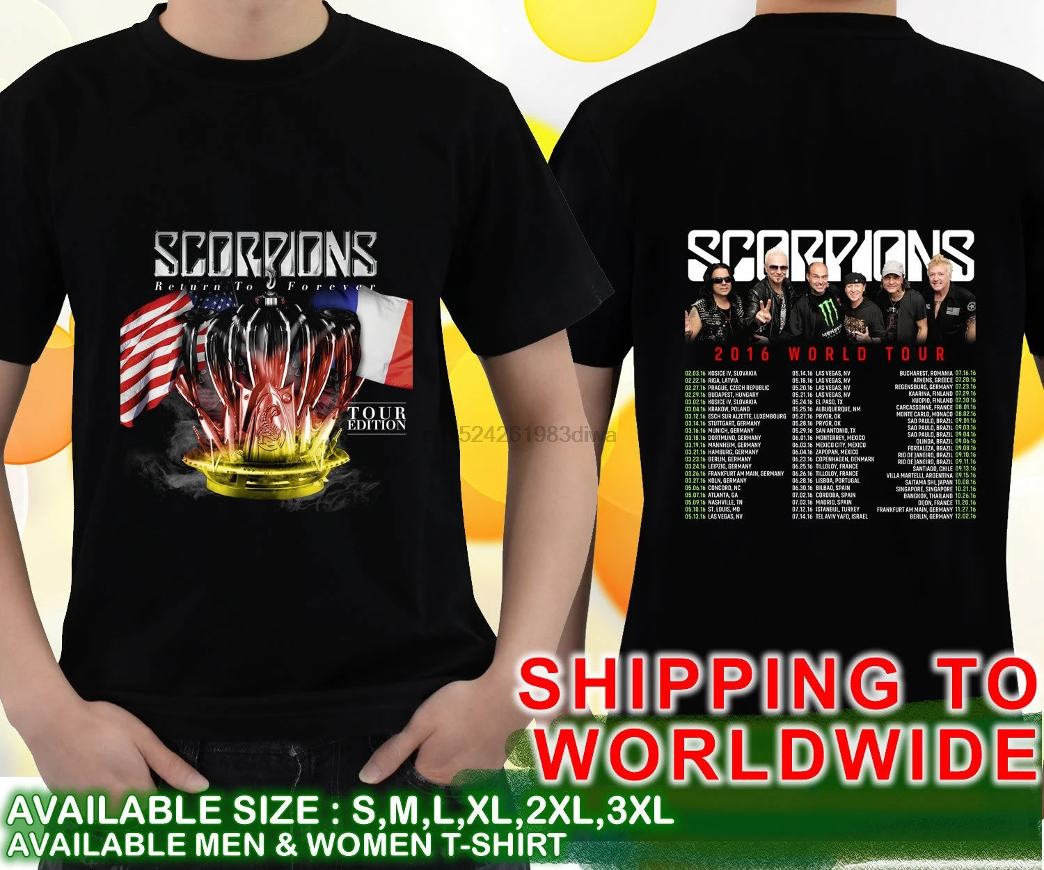 New Scorpion 50th Anniversary World Tour Dates 2016 Black T Shirt M L XL 2XL 3XL
New Scorpion 50th Anniversary World Tour Dates 2016 Black T Shirt M L XL 2XL 3XL