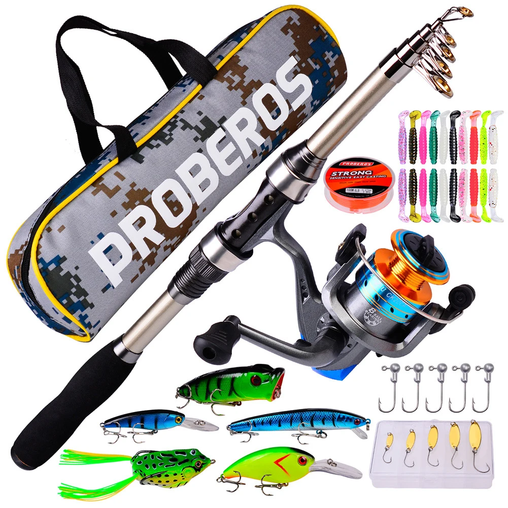 Portable Fishing Rod Reel Combo Set Casting Rod Spinning Reel Fishing Line Fishing Bait Spoons Set with Bag for Beginner Adults
Portable Fishing Rod Reel Combo Set Casting Rod Spinning Reel Fishing Line Fishing Bait Spoons Set with Bag for Beginner Adults