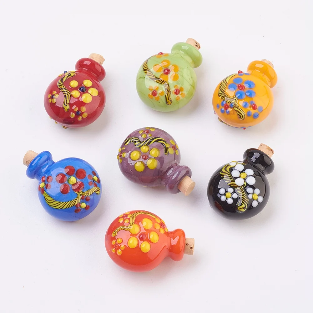 5Pcs 30MM Colorful Flower Pattern Handmade Lampwork Glass Pendant Perfume Bottle Essential Oil Diffuser Charm For Necklace
5Pcs 30MM Colorful Flower Pattern Handmade Lampwork Glass Pendant Perfume Bottle Essential Oil Diffuser Charm For Necklace