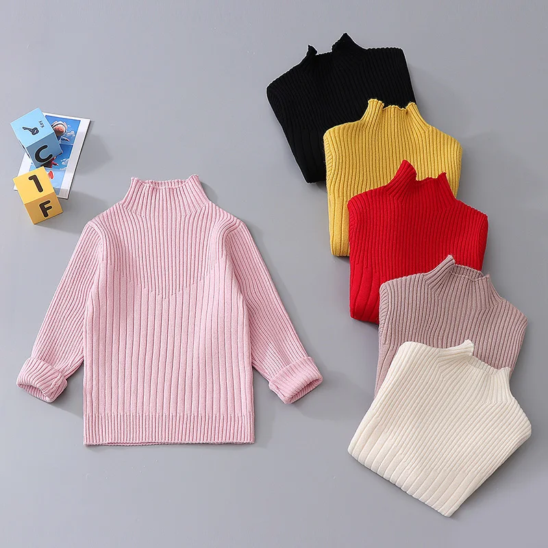 Фото Свитер для маленьких девочек вязаный свитер с высоким - купить