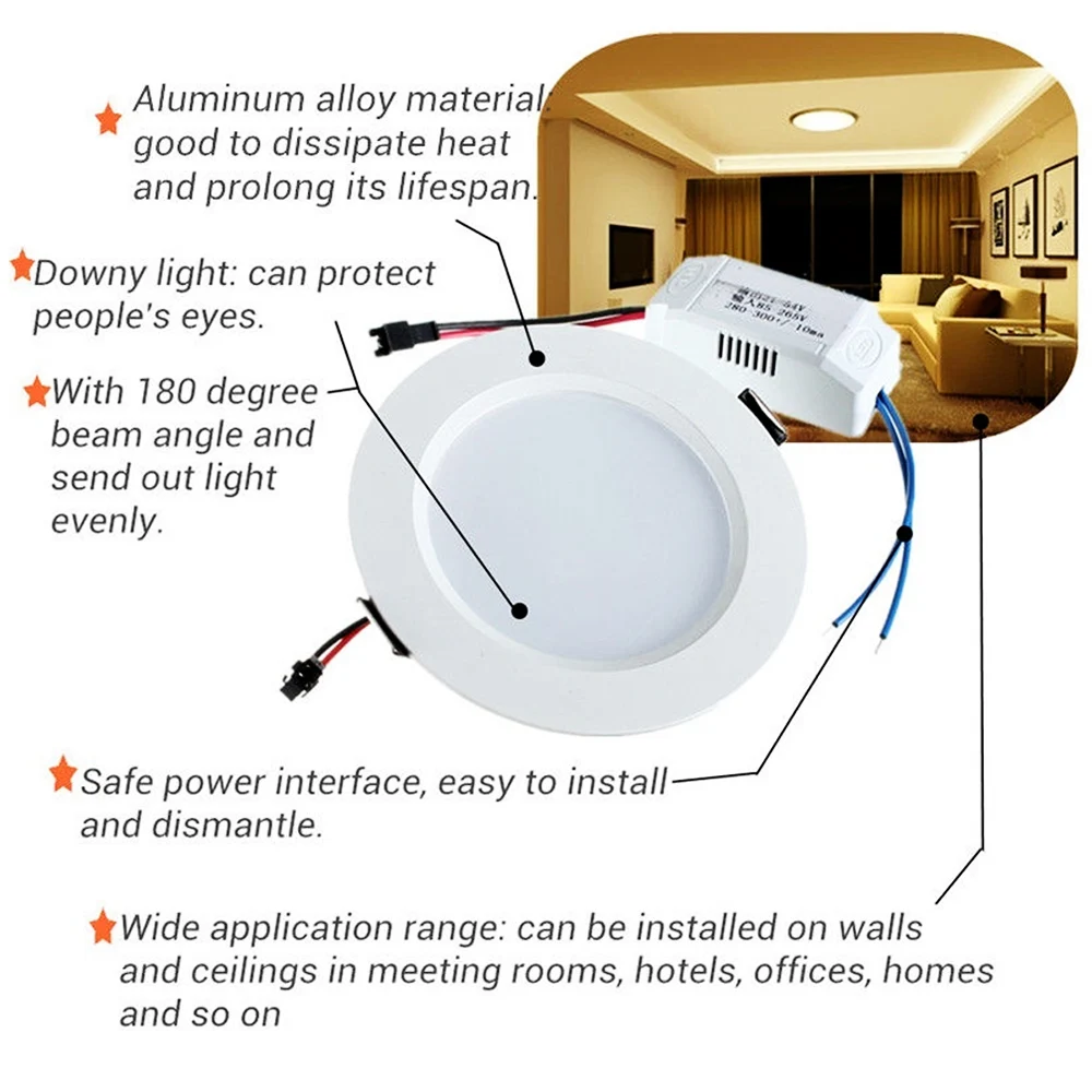 New5w/7w Ceiling Downlight LED Spotlight Solid Shockproof Saving Energy Suitable For Living Room Corridor Bedroom Lighting | Лампы и