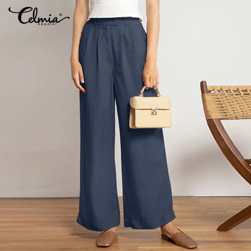 Celmia Women Pocket Wide Leg Pants 2022 Fashion Workplace Solid Casual Loose Slack Zipper OL Pleated High Waist Long Trousers
Celmia Women Pocket Wide Leg Pants 2022 Fashion Workplace Solid Casual Loose Slack Zipper OL Pleated High Waist Long Trousers