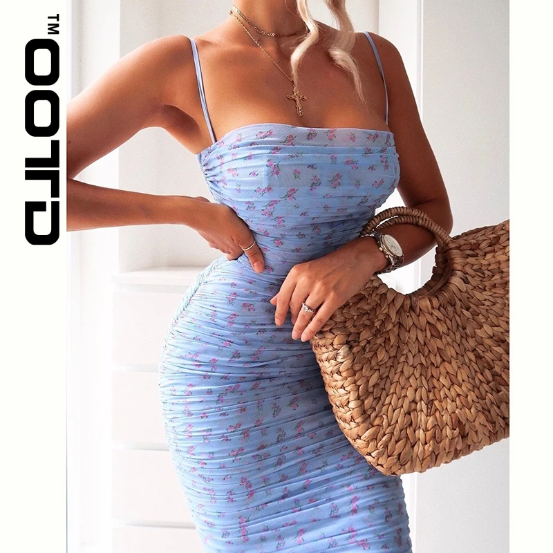 OOTD Mesh Women Dress Summer 2020 Spaghetti Straps Knee-length Elegant Dress Slim Fit Floral Print Ruched Dresses Blue New 2021
OOTD Mesh Women Dress Summer 2020 Spaghetti Straps Knee-length Elegant Dress Slim Fit Floral Print Ruched Dresses Blue New 2021