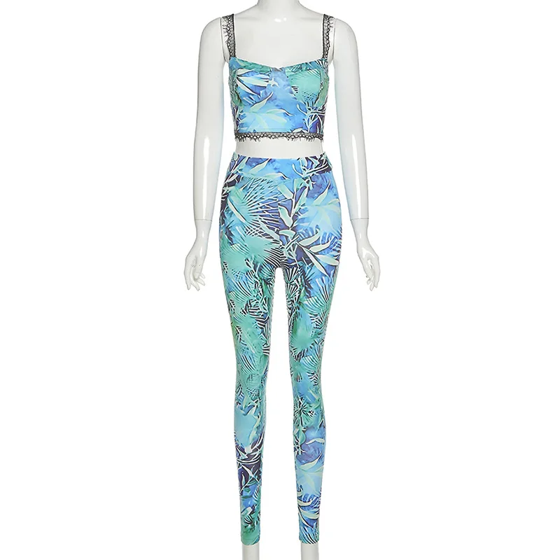 2020 Fall/Winter Women's Fashion Print Sexy Lace Edge Sports 2-piece Set Women's Streetwear Sleeveless Top Pants Set
2020 Fall/Winter Women's Fashion Print Sexy Lace Edge Sports 2-piece Set Women's Streetwear Sleeveless Top Pants Set