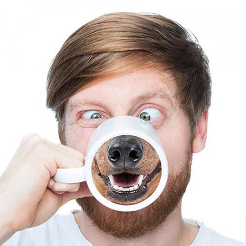 

New Year Gift Christmas Thermal Mug Coffee Cup Mugs Coffee Cups Spoof Pig Nose Dog Nose Ceramic Mug Water Cup Original Mugs