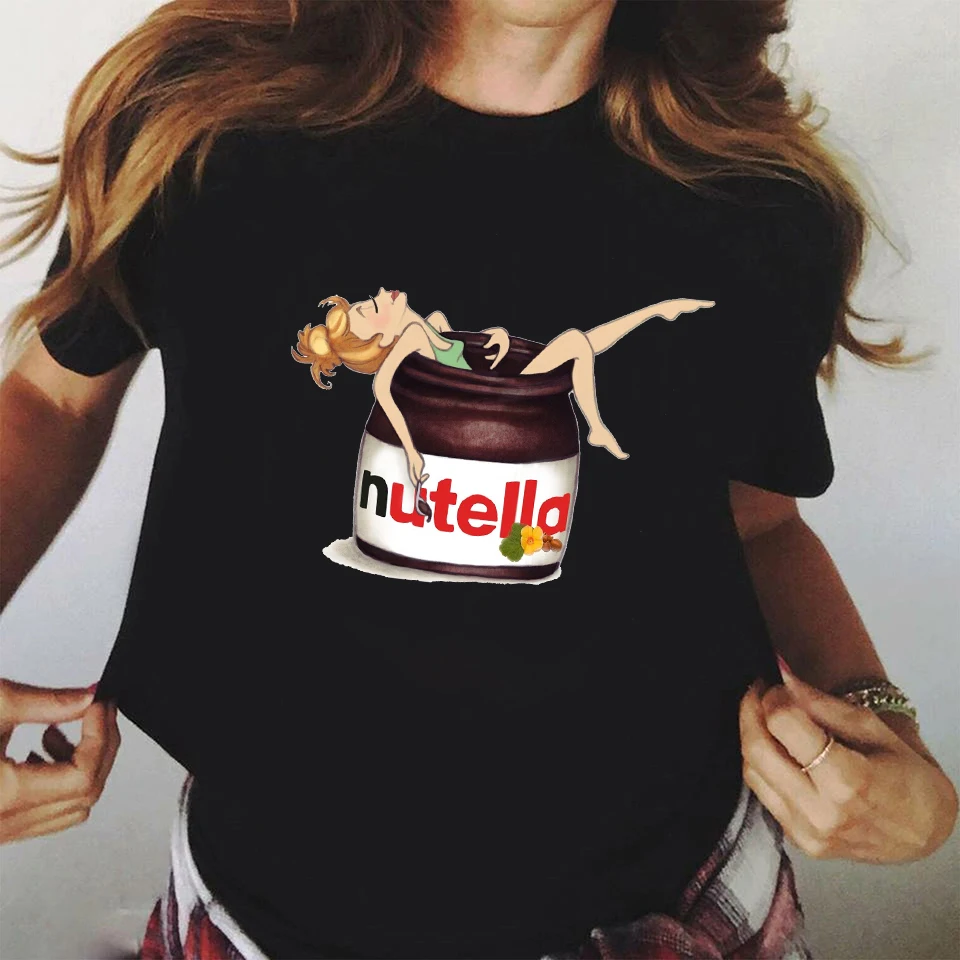 Nutella Print Black T Shirt Women 90s Harajuku Kawaii Fashion T-shirt Graphic Cute Cartoon Tshirt Korean Style Top Tees Female
Nutella Print Black T Shirt Women 90s Harajuku Kawaii Fashion T-shirt Graphic Cute Cartoon Tshirt Korean Style Top Tees Female