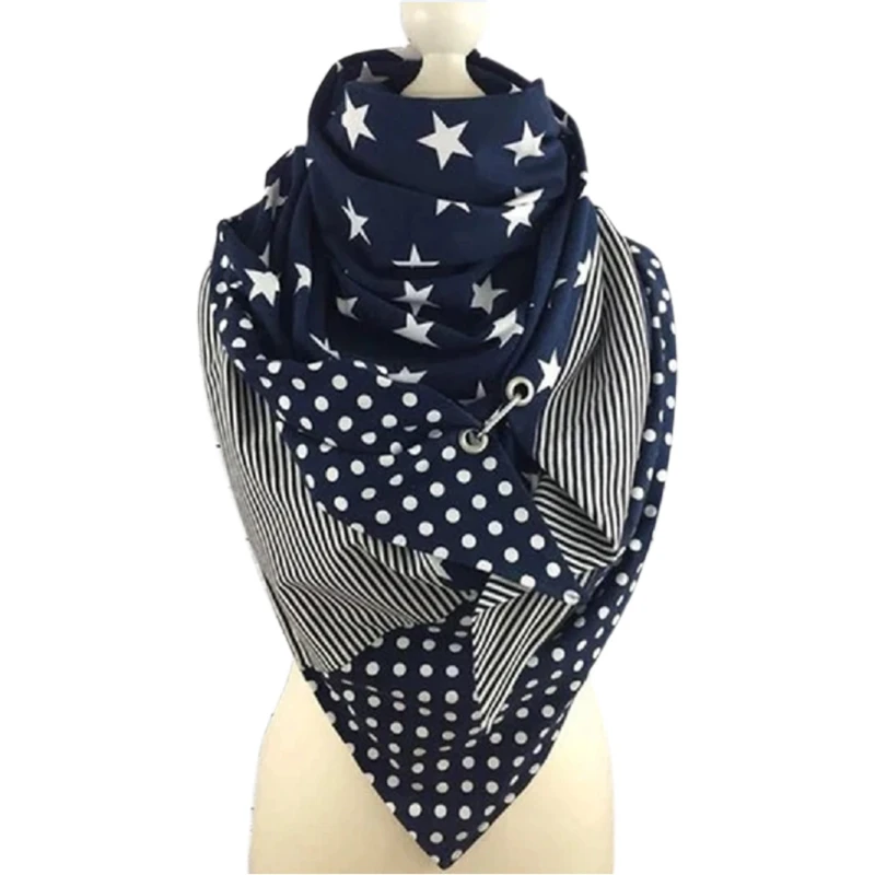 Women Star Striped Print Large Triangle Scarf with Hook Clip Thicken Warm Button Shawl Wrap Windproof Thermal Poncho
Women Star Striped Print Large Triangle Scarf with Hook Clip Thicken Warm Button Shawl Wrap Windproof Thermal Poncho