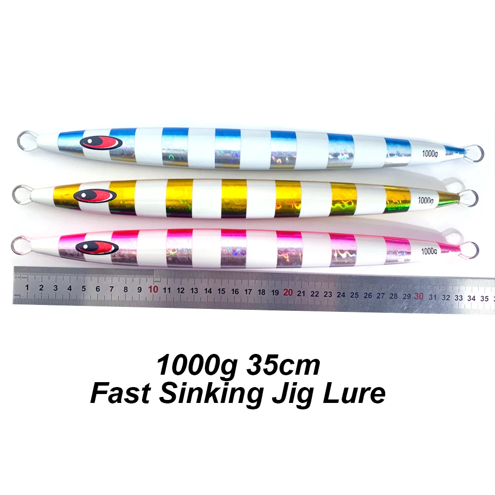 Large Glow Striped Metal Jigging lure 1000g Fast Luminous longer Sinking Deep Sea Fishing lure High Quality Artificial bait
Large Glow Striped Metal Jigging lure 1000g Fast Luminous longer Sinking Deep Sea Fishing lure High Quality Artificial bait