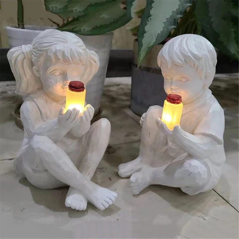 2Pcs Kid with Solar Statue Resin Jar Boy Girl Statue Fantastic Yard Garden Decoration Outdoor Sculpture Decor
2Pcs Kid with Solar Statue Resin Jar Boy Girl Statue Fantastic Yard Garden Decoration Outdoor Sculpture Decor