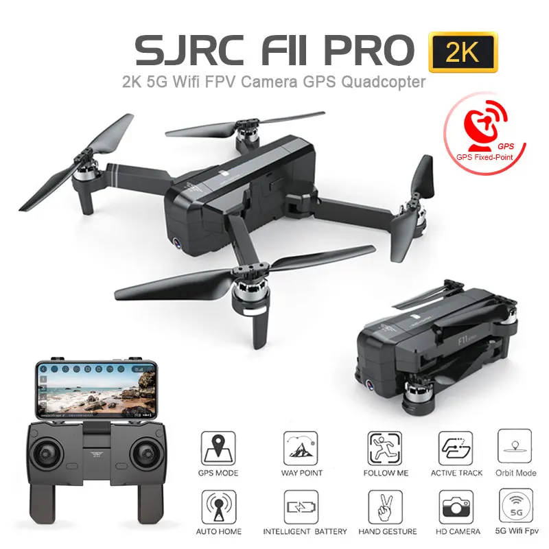 Профессиональный складной Квадрокоптер SJRC F11 PRO GPS Wi Fi FPV 1080P/2K HD 25 минут