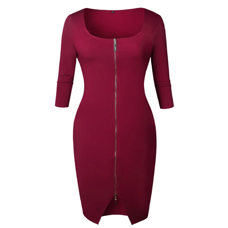 Sexy Pencil Tight Dress Women Bodycon Sheath Dress Black Long Sleeve Party Dresses Women Front Full Zipper Dress Hot
Sexy Pencil Tight Dress Women Bodycon Sheath Dress Black Long Sleeve Party Dresses Women Front Full Zipper Dress Hot