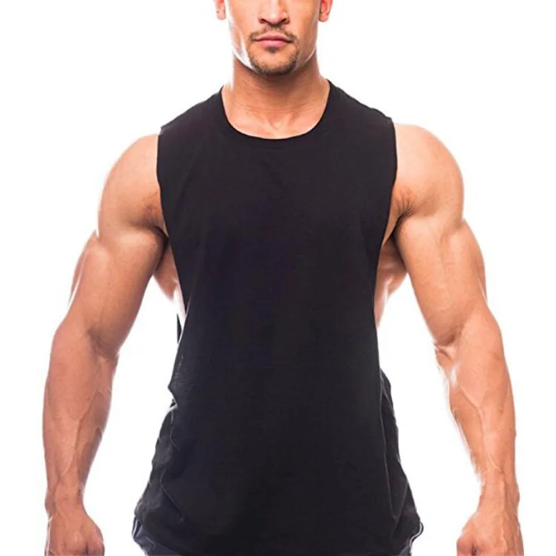 Brand Just Gym Clothing Fitness Mens Sides Cut Off T-shirts Dropped Armholes Bodybuilding Tank Tops Workout Sleeveless Vest | Мужская